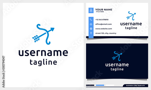 Simple Arrow, crossbow logo design with business card template