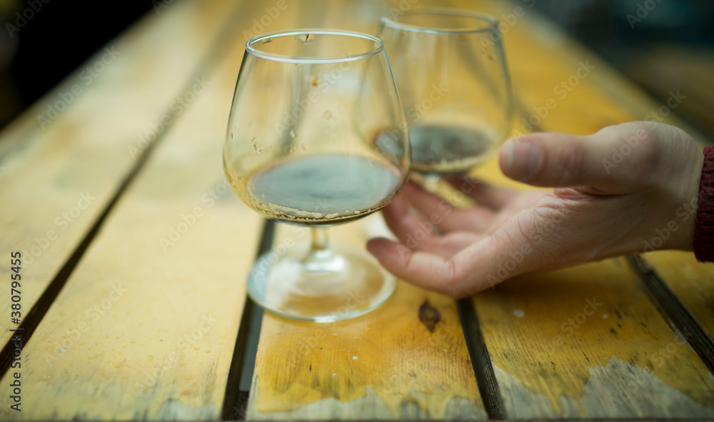 Obraz premium glass of beer on the wood table