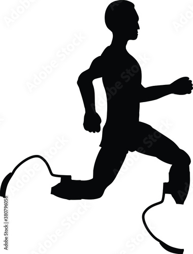 Vector icon of running disabled person in silhouette