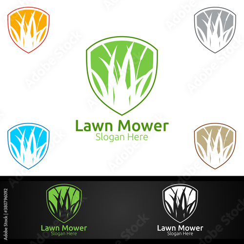 Lawn Mower Logo for Lawn Mowing Gardener Design