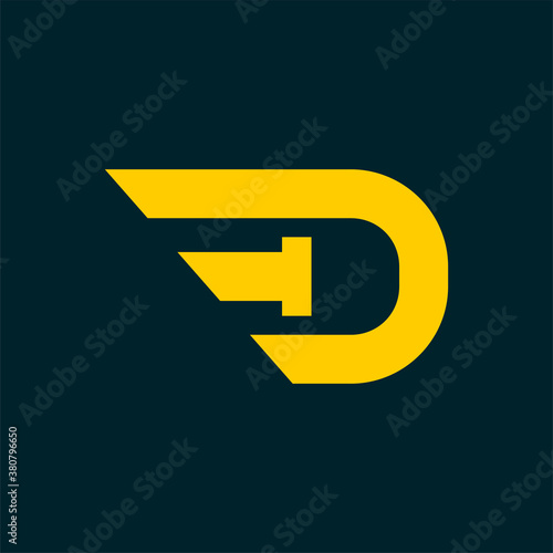 modern letter D, good for sport logo, technology logo or aviation logo