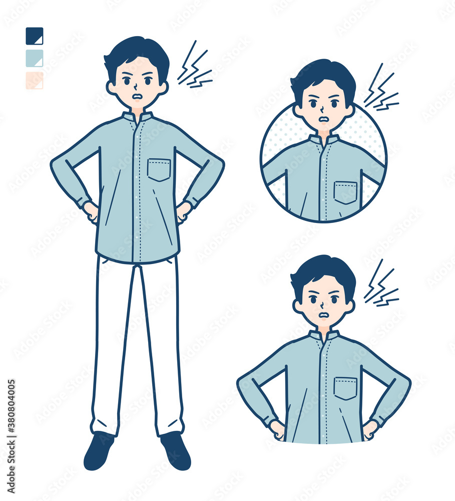 simple Stand collar shirt man_anger simple Stand collar shirt man_anger