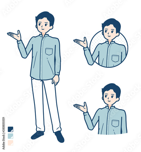 simple Stand collar shirt man_guidance