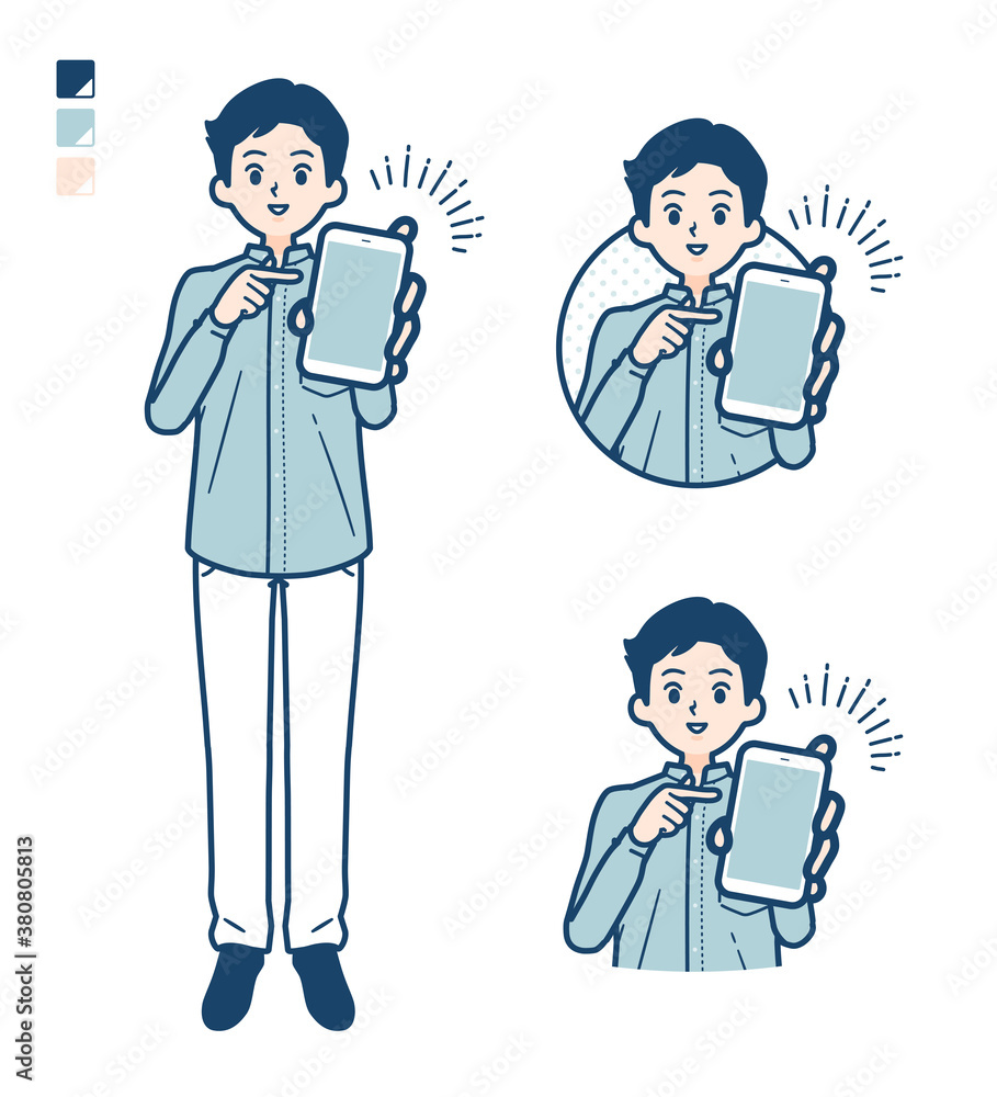 simple Stand collar shirt man_smartphone-show-screen simple Stand collar shirt man_smartphone-show-screen