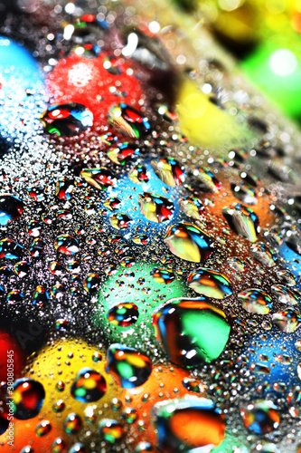 Macro of colorful water droplet