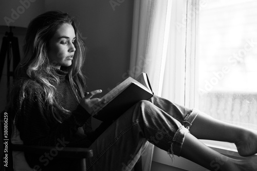 Girl reading photo