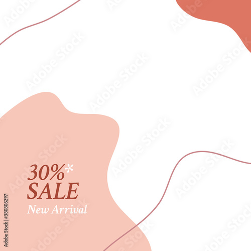 Sale discount online shop social media promotion poster caption vector template with abstract minimal geometric shape background