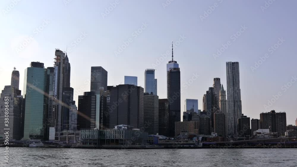 Beautiful America of aerial view on New York City Manhattan skyline panorama with skyscrapers over Hudson River US Beautiful America of aerial view on New York City Manhattan skyline panorama with skyscrapers over Hudson River US