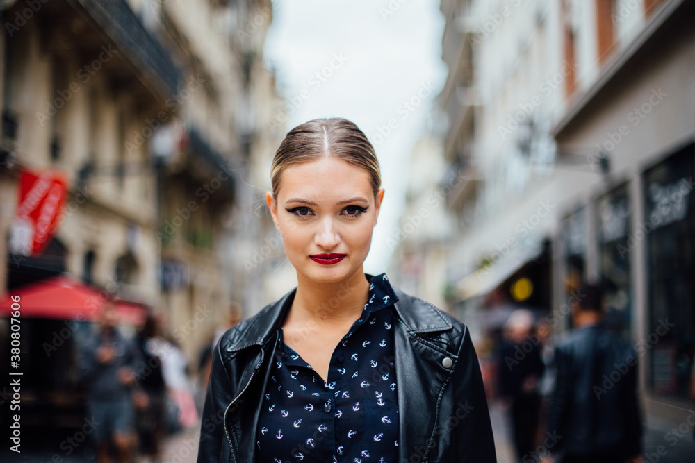 Portrait of a Hip Young Woman on the Street. Portrait of a Hip Young Woman on the Street.