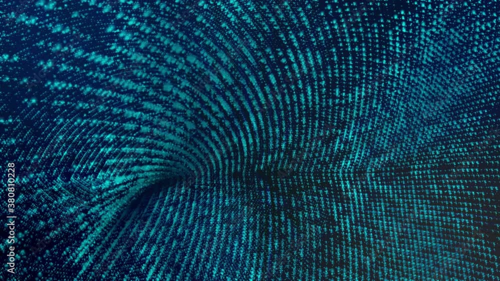 moving blue round particles on a dark background. abstract looped animated background. 3d render moving blue round particles on a dark background. abstract looped animated background. 3d render