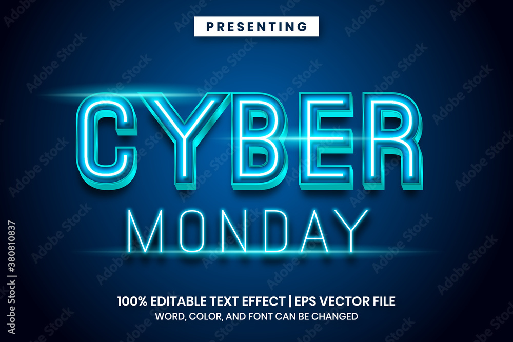 Neon Light cyber monday sign text effect