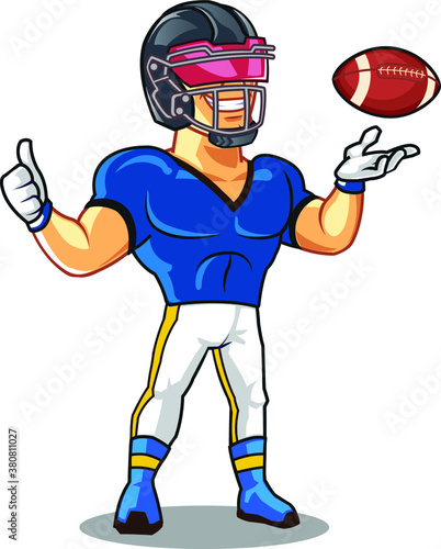 Quarter Back American Football Player with Ball