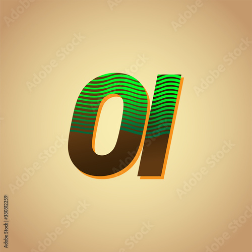 initial letter logo OI colored green and brown with striped compotition, Vector logo design template elements for your business or company identity