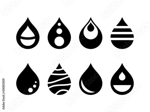 Petroleum droplet set. Crude oil and fuel symbol