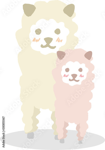 正面から見た可愛いアルパカのイラスト