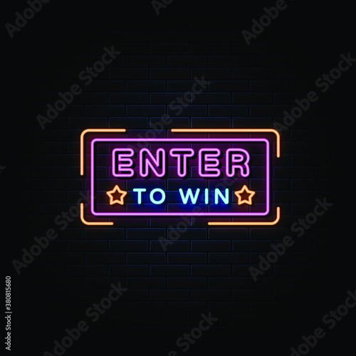 Enter to win neon sign banner design