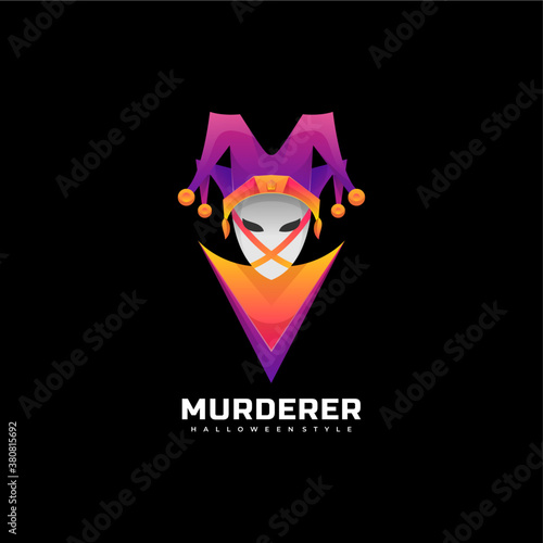 Vector Logo Illustration Murderer Gradient Colorful Style.
