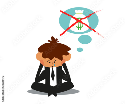 The office worker lost his profit. Cartoon. Vector illustration.