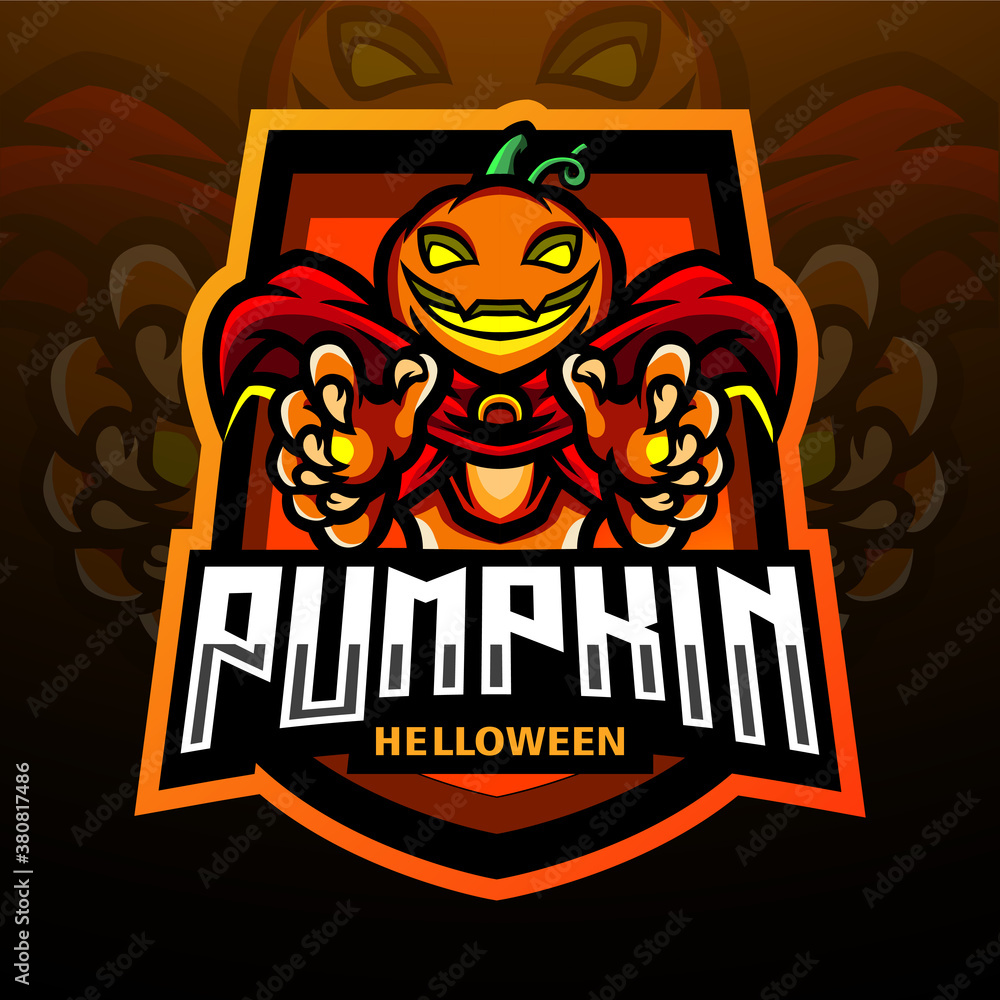 Pumpkin helloween esport logo mascot design