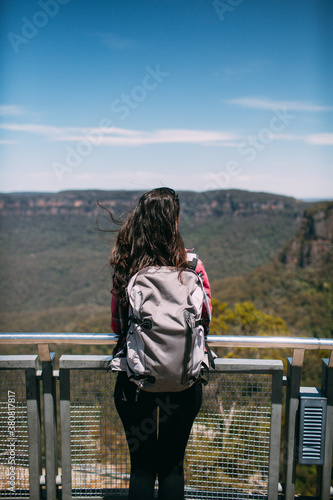 Woman in a viewer, The three sisters, Echo point, Blue Mountains photo