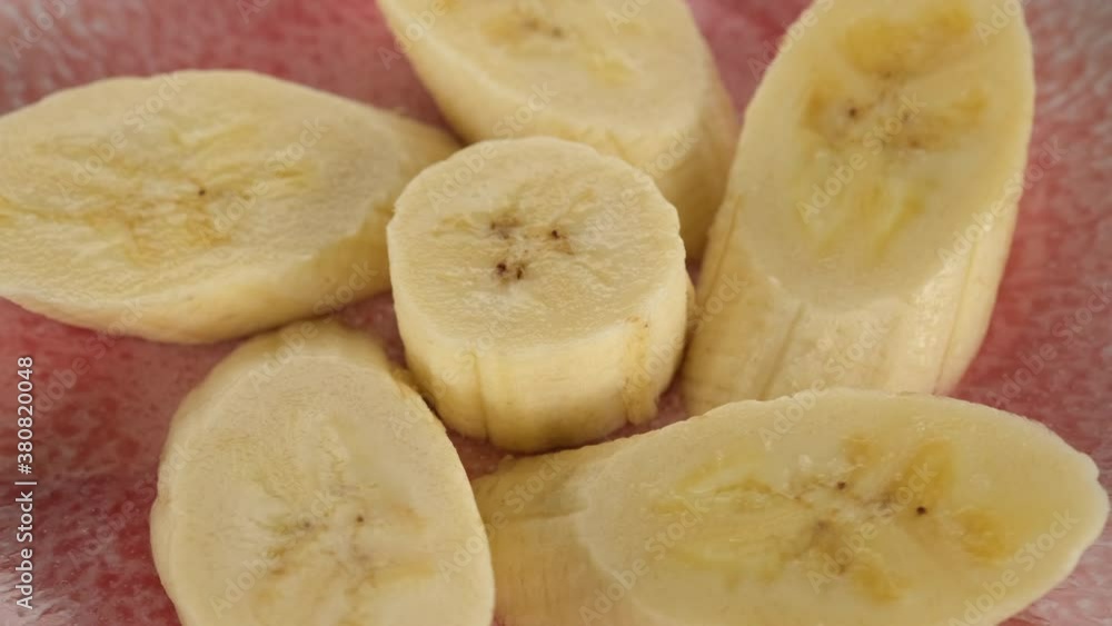 sliced bananas top view rotating sliced bananas top view rotating