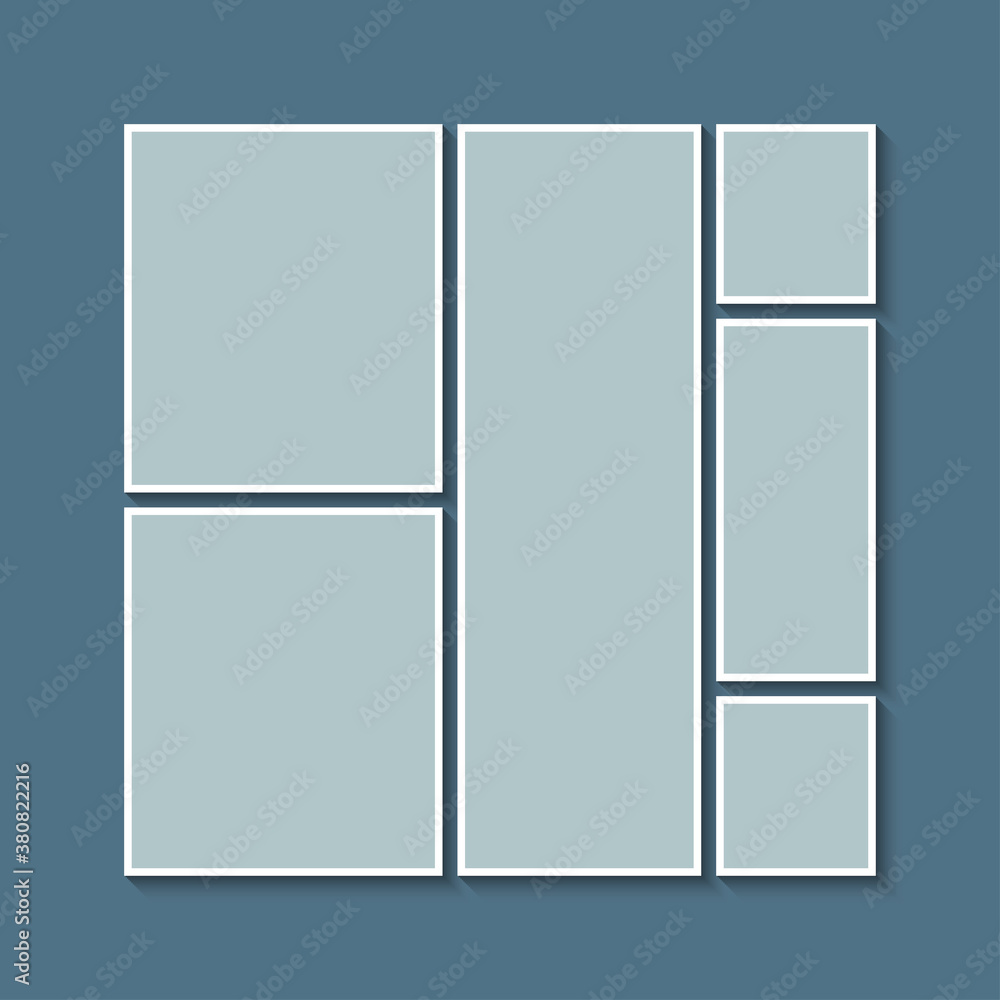 Vector empty collage board six images, photo Vector empty collage board six images, photo
