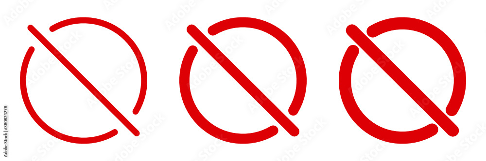 Set of red no sign. No prohibition symbol Set of red no sign. No prohibition symbol