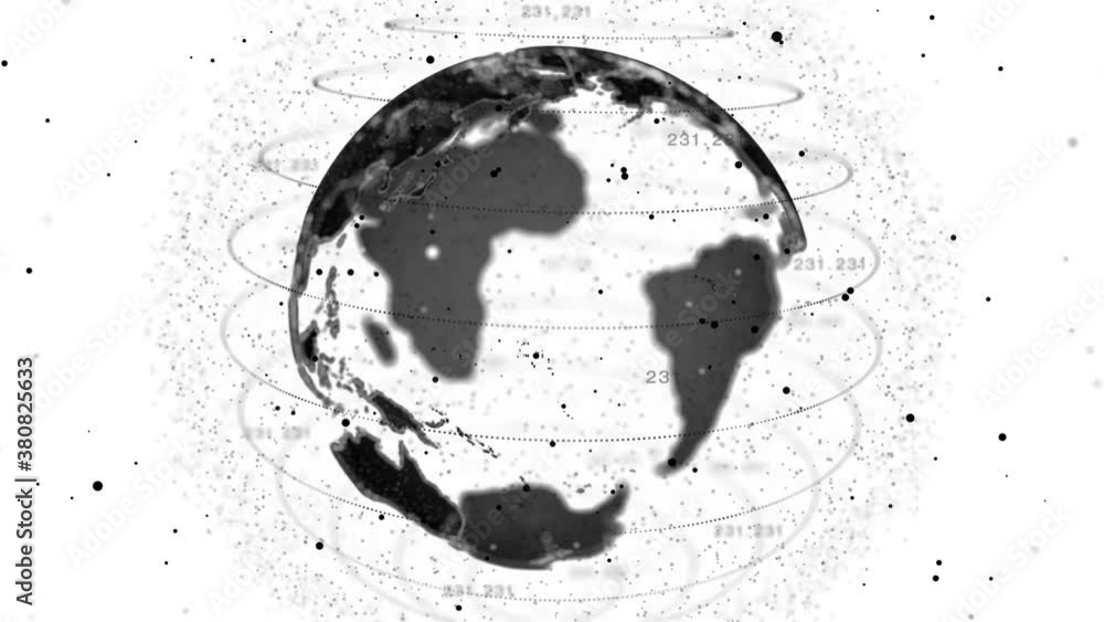 Digital Globe Sphere Space Abstract Geometric Plexus Loop Animation Background Alpha Channel. Moving Lines, Dots and Triangles. Big Data Technology, Business and Communications.