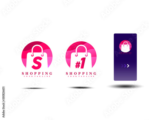 Shopping bag with letter S. Shopping logo, online shop logo, Store Vector Template Design Illustration.