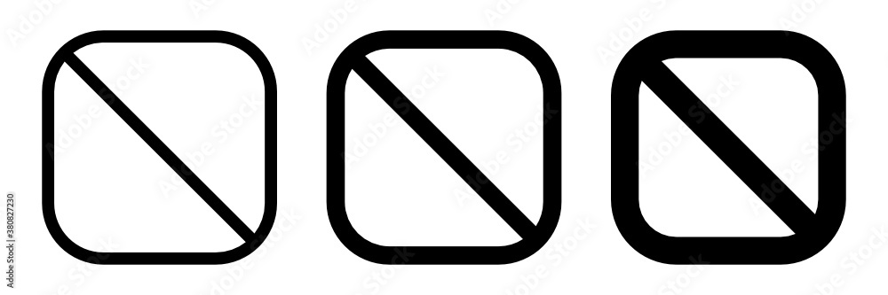 Set of black square no sign. No prohibition symbol Set of black square no sign. No prohibition symbol