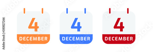 4 december calendar vector design