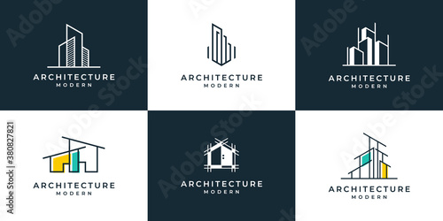 Set of modern building logo design template