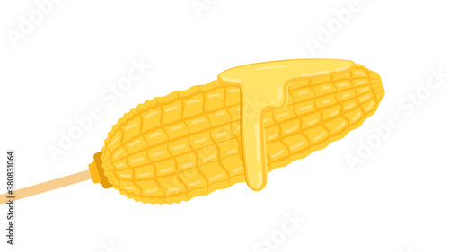 Corn and butter vector. Corn and Butter on corn. Butter stretch vector.