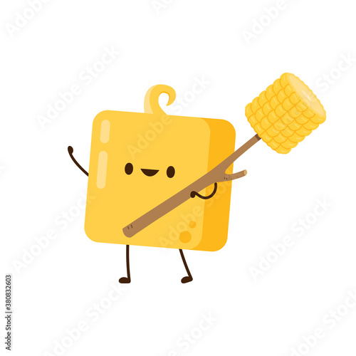 Butter character design. Corn and butter vector.
