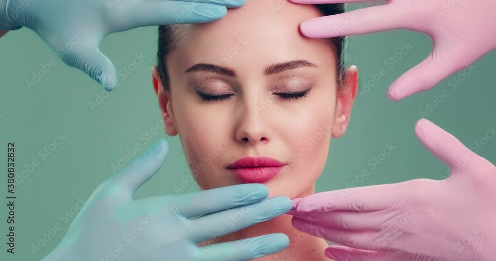 Slow motion clip Doctor checks a skin before plastic surgery. Face