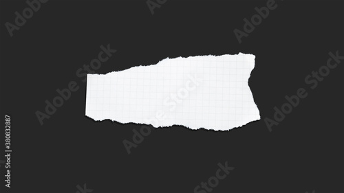 White paper torn apart on black background