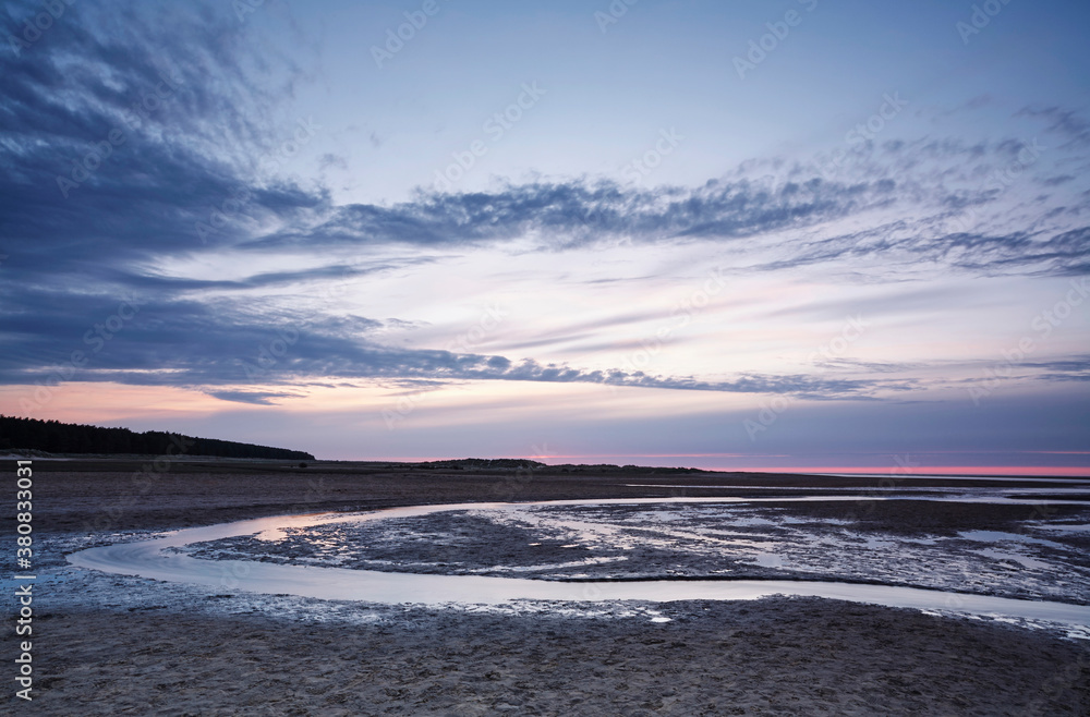Twilight sky over Holkham beach. Norfolk, UK. Twilight sky over Holkham beach. Norfolk, UK.