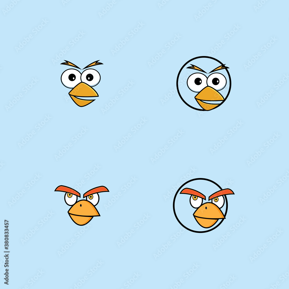 Fototapeta premium cartoon birdies face emoticon design