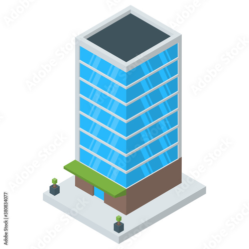 
Commercial building icon in isometric vector 
