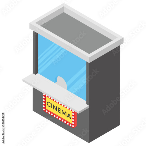 
Ticket counter, isometric vector icon.
