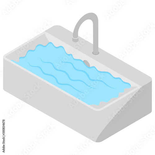 
Washbasin isometric flat icon 
