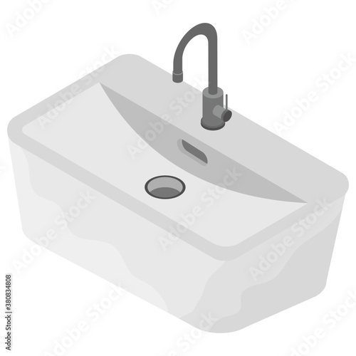 
Washbasin isometric flat icon 
