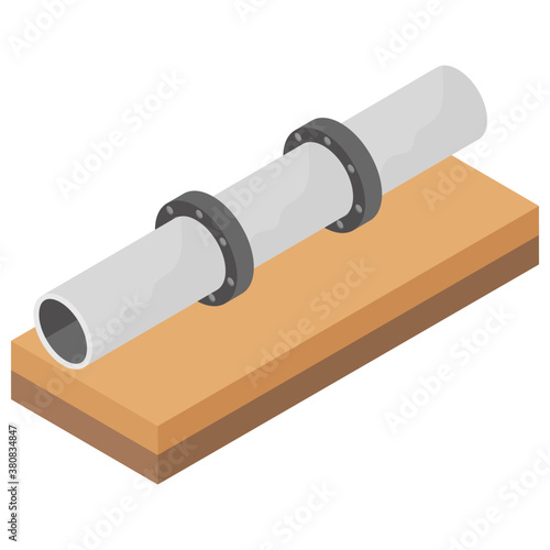 
Isometric icon of underground water pipe 
