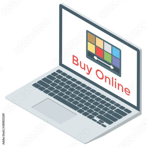 
Online makeup icon in isometric vector 
