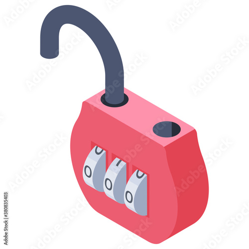 
Unlock icon in isometric design.
