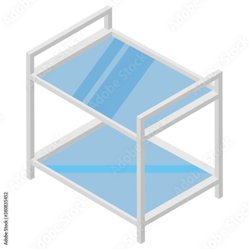  Hospital Trolley, medical cart, isometric vector icon, 