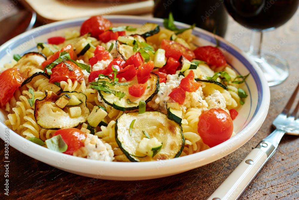 Zucchini, Cherry Tomatoes and Vegan Ricotta Pasta Zucchini, Cherry Tomatoes and Vegan Ricotta Pasta