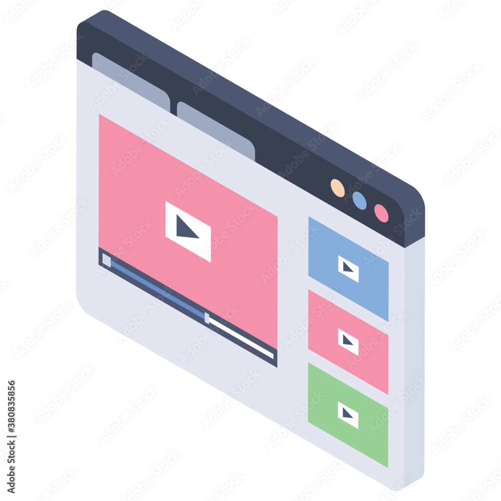 
Web video icons in isometric vector
