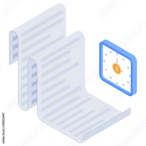 
Timesheet isometric vector, timetable  
