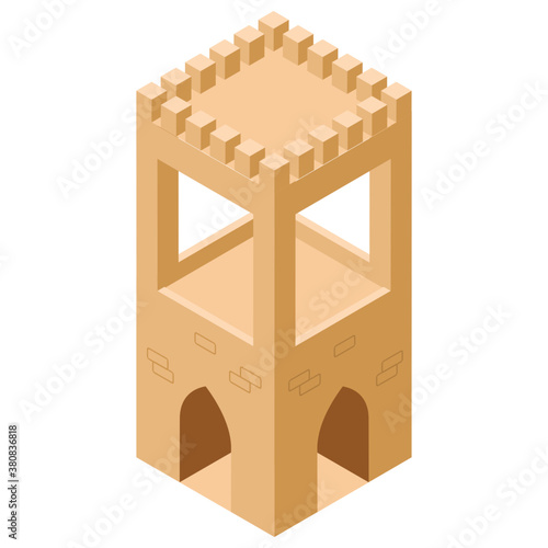 
Isometric icon of castle pillar, medieval castle concept 
